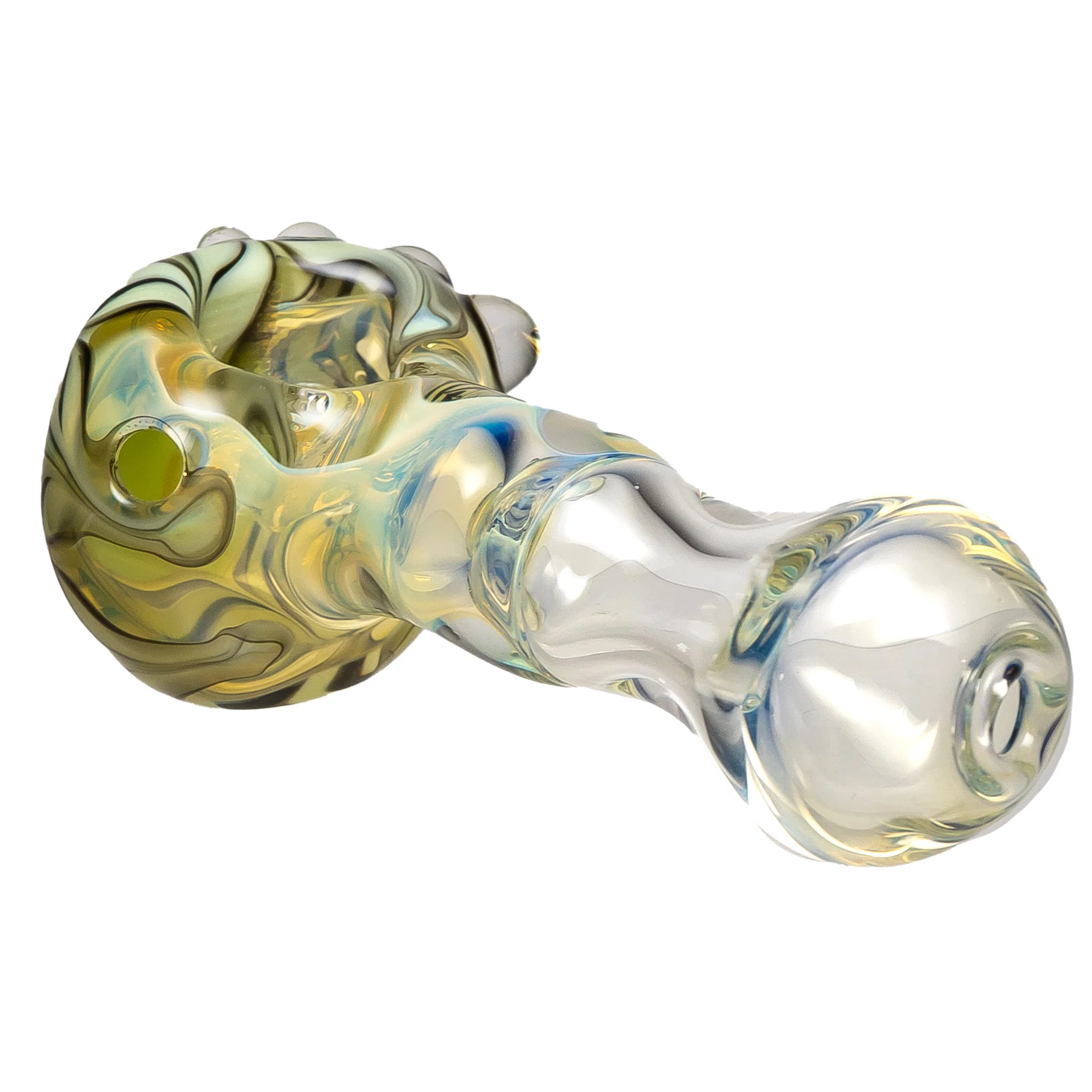 Justice Brown Glass - Fume Spoon Pipe - Green Black Flower - Image 2