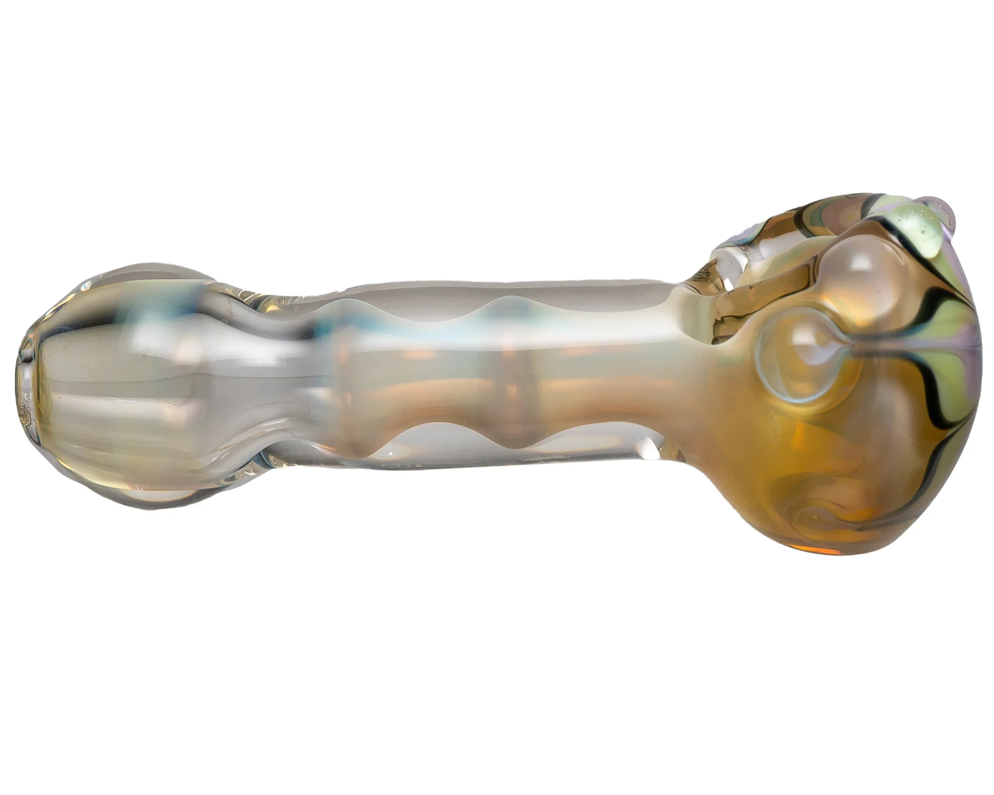Justice Brown Glass - Fume Spoon Pipe - Green Pink Flower - Image 3