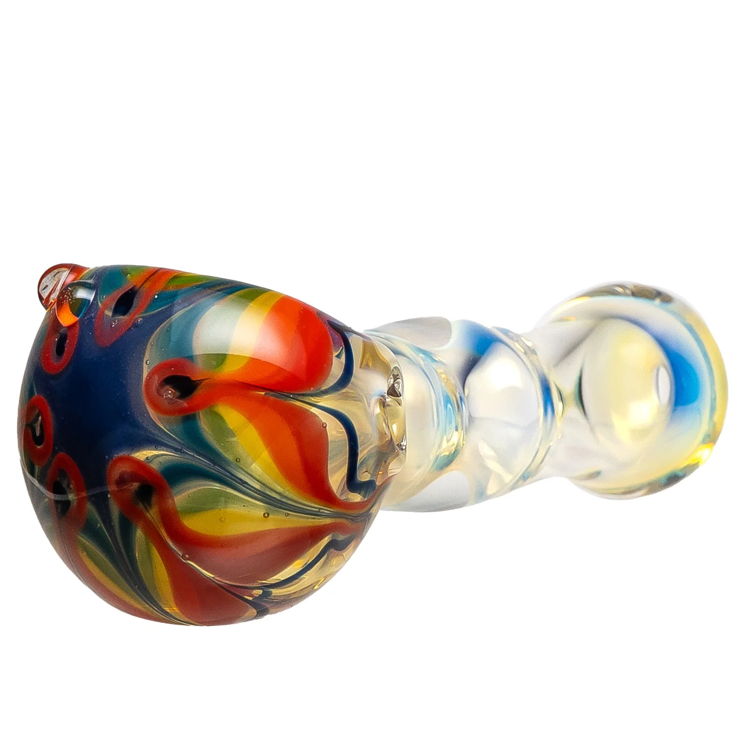 Justice Brown Glass - Fume Spoon Pipe - Rainbow Flower