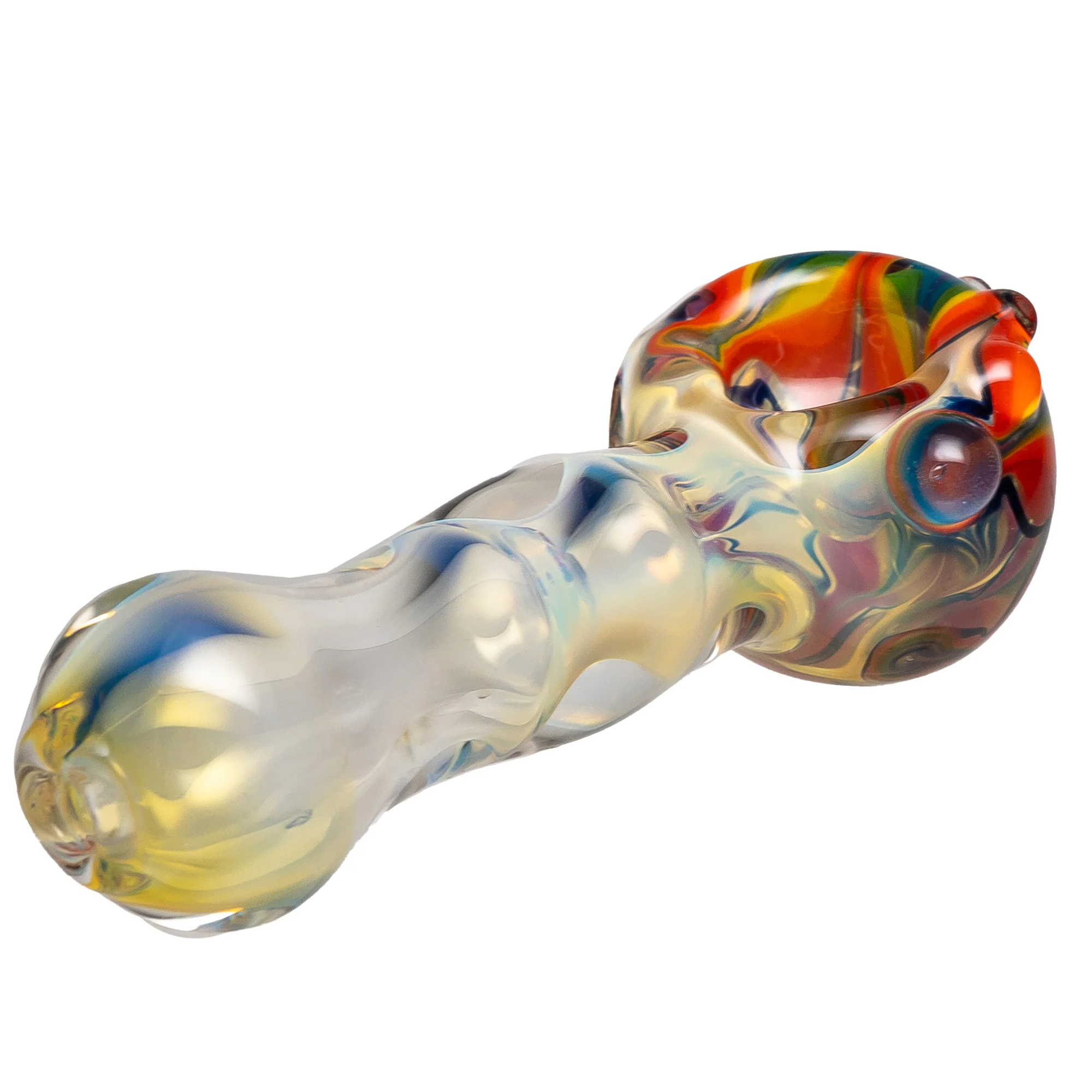 Justice Brown Glass - Fume Spoon Pipe - Rainbow Flower - Image 4