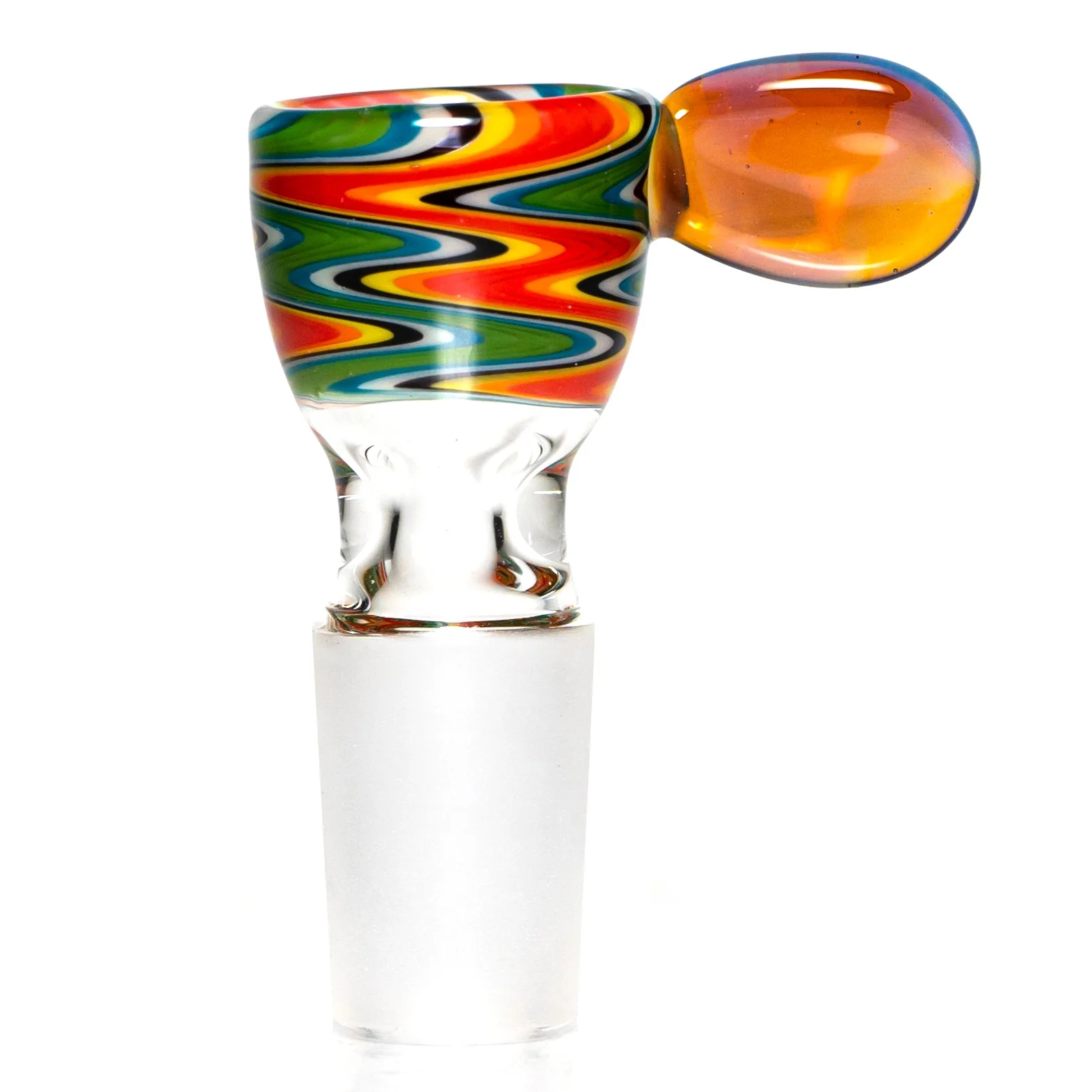 K2 Glass - Worked Snap Slide - 14mm - Fire & Earth Wag w/ Amber Purple Handle #2