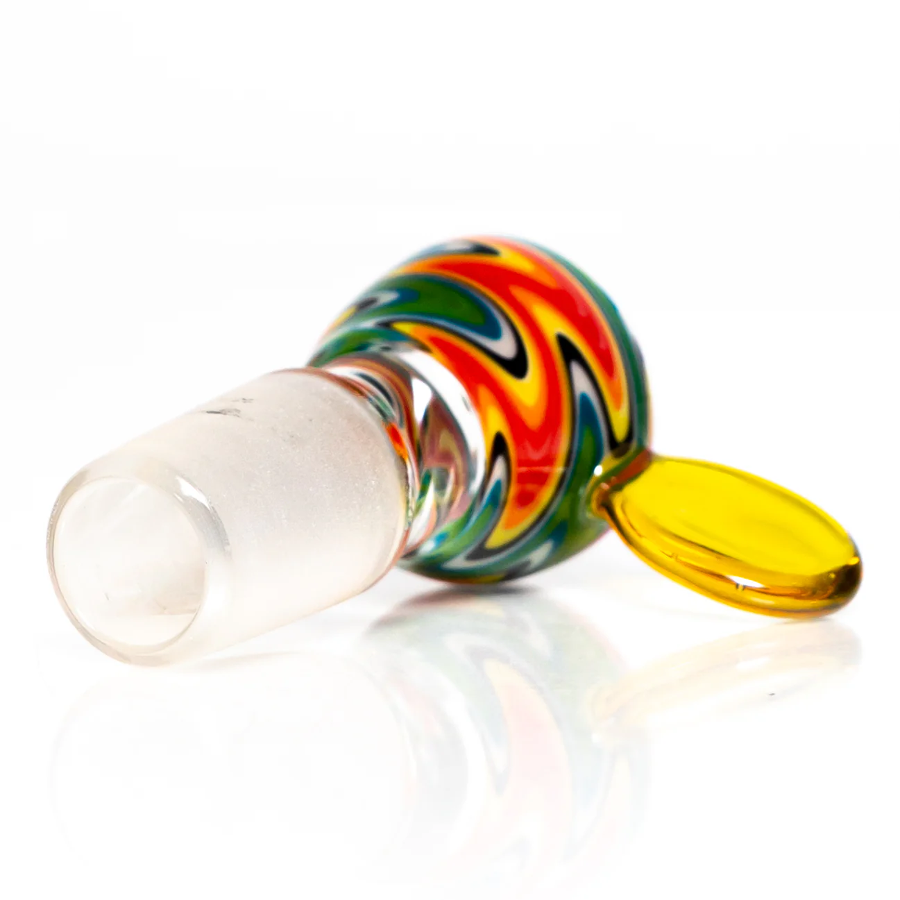 K2 Glass - Worked Snap Slide - 14mm - Fire & Earth Wag w/ NS Yellow Handle - Image 3
