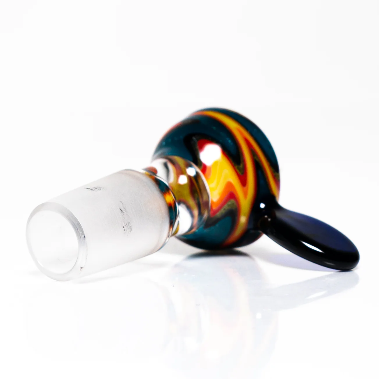 K2 Glass - Worked Snap Slide - 14mm - Fire & Water Wag w/ Cobalt Handle #5 - Image 3