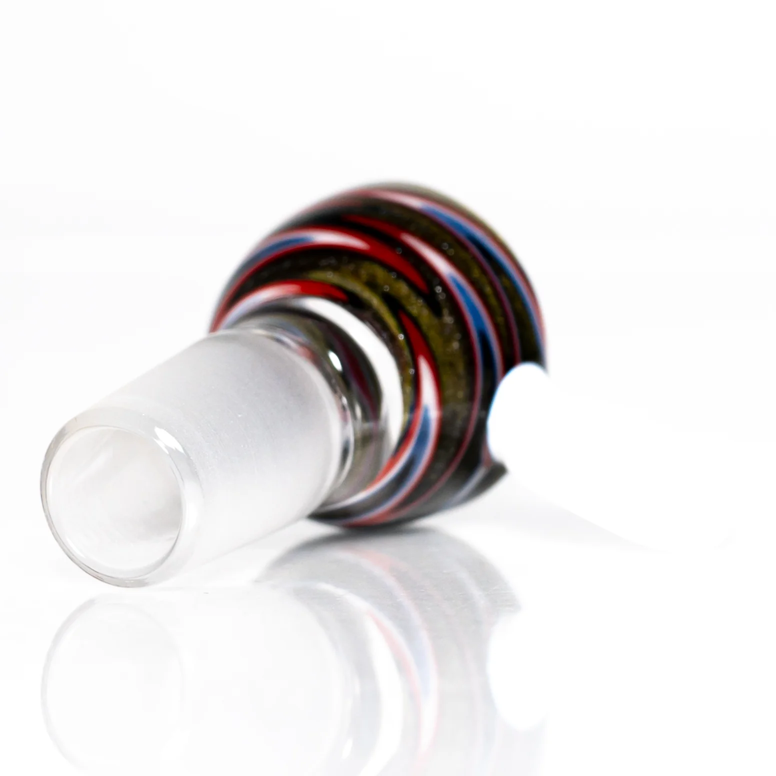 K2 Glass - Worked Snap Slide - 14mm - Red, White, Blue & Steel Wag w/ White Handle - Image 3