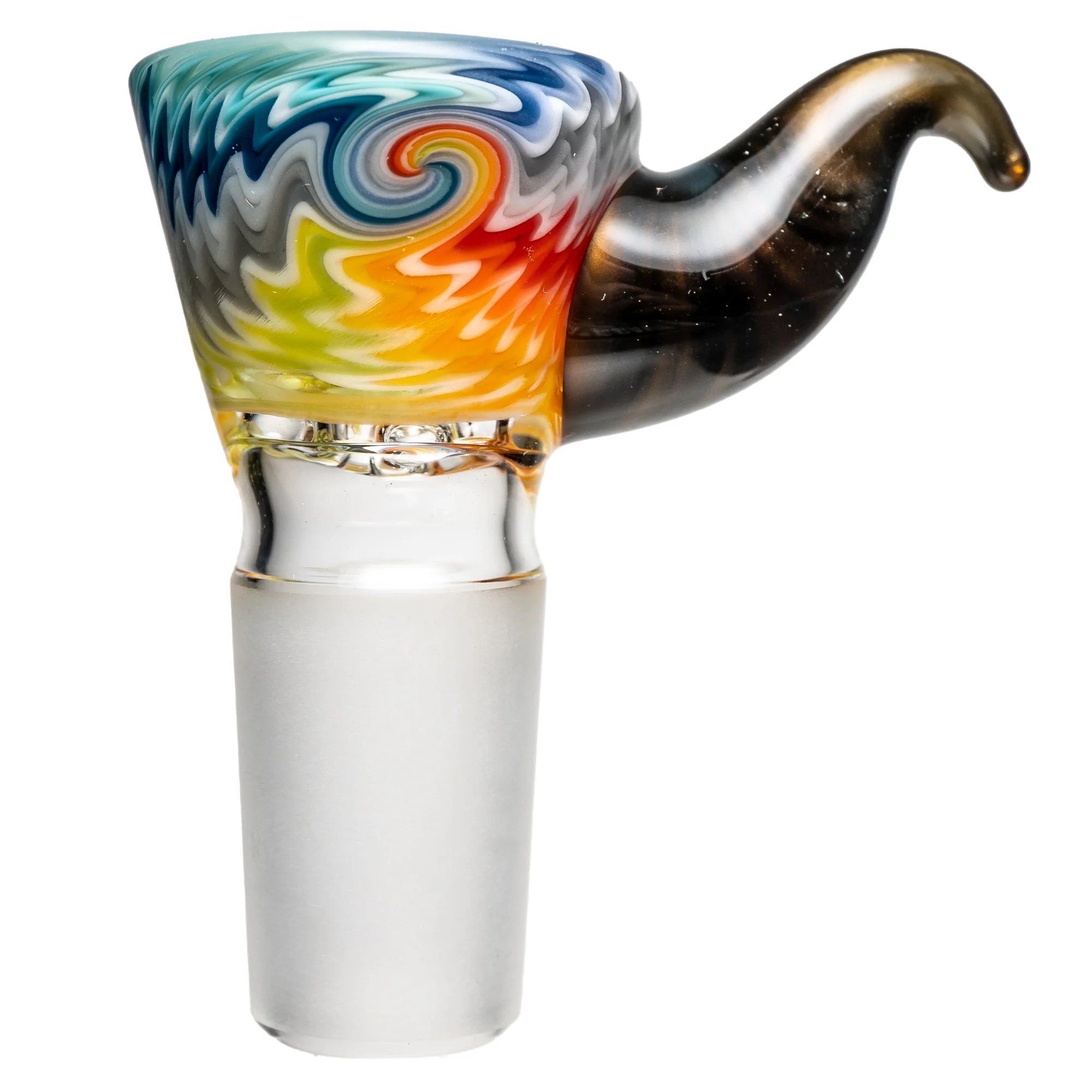 Kevin Howell - Martini Slide - 4 Hole - 18mm - Smoke & Fruit Stripe Linework w/ Electrum