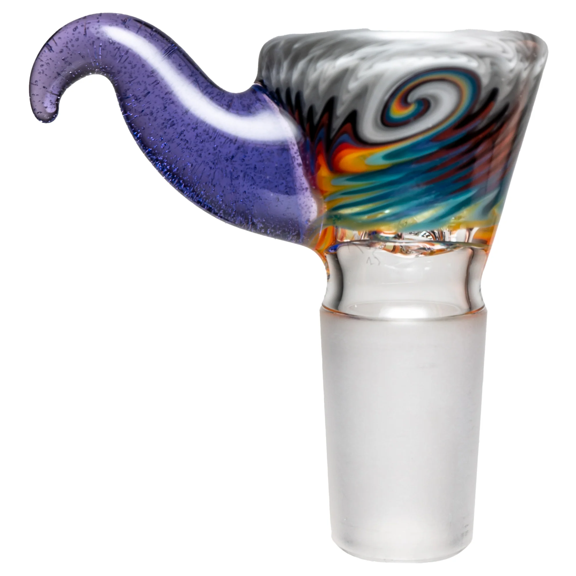Kevin Howell - Martini Slide - 4 Hole - 18mm - Smoke & Rainbow Linework w/ Purple Lollipop - Image 2