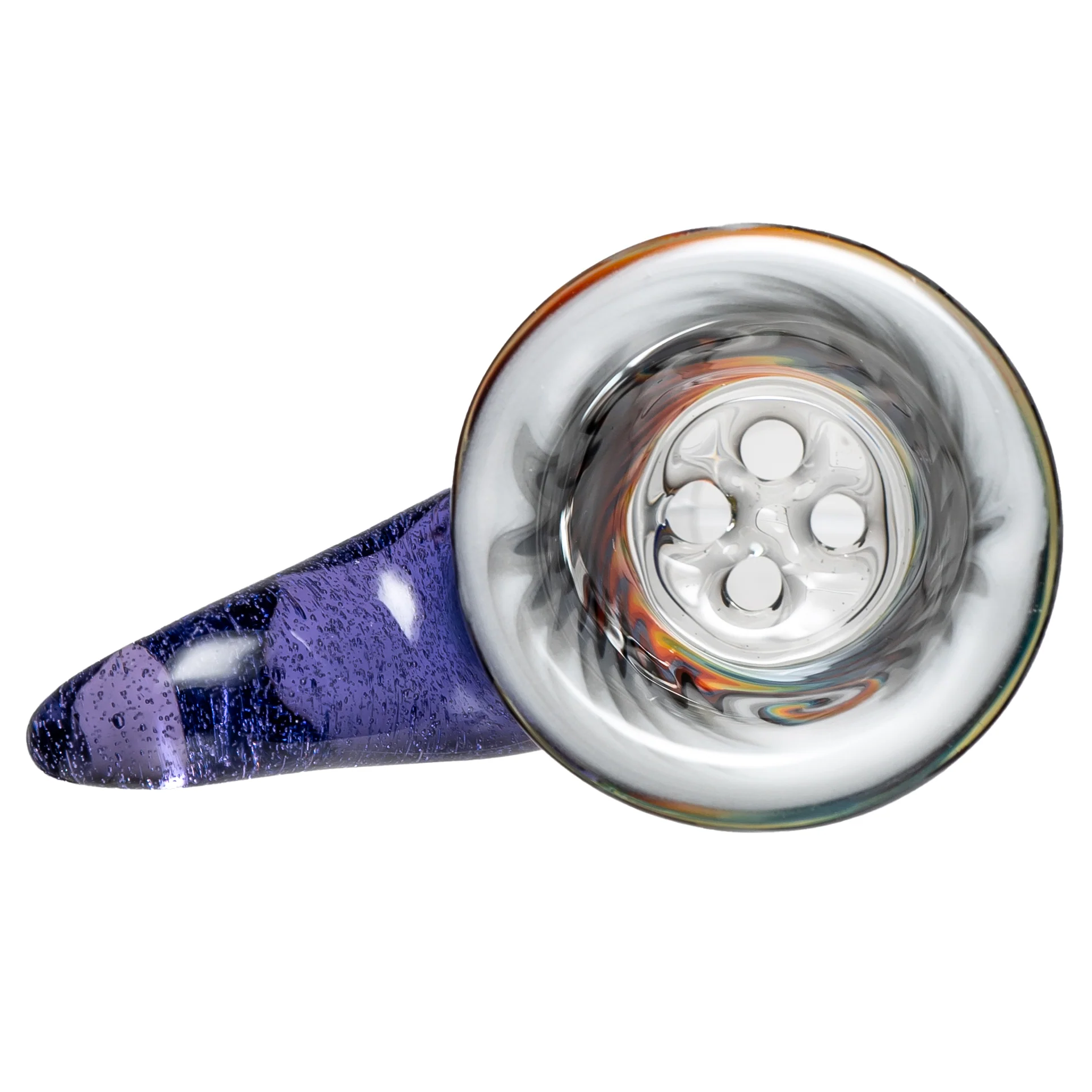 Kevin Howell - Martini Slide - 4 Hole - 18mm - Smoke & Rainbow Linework w/ Purple Lollipop - Image 3