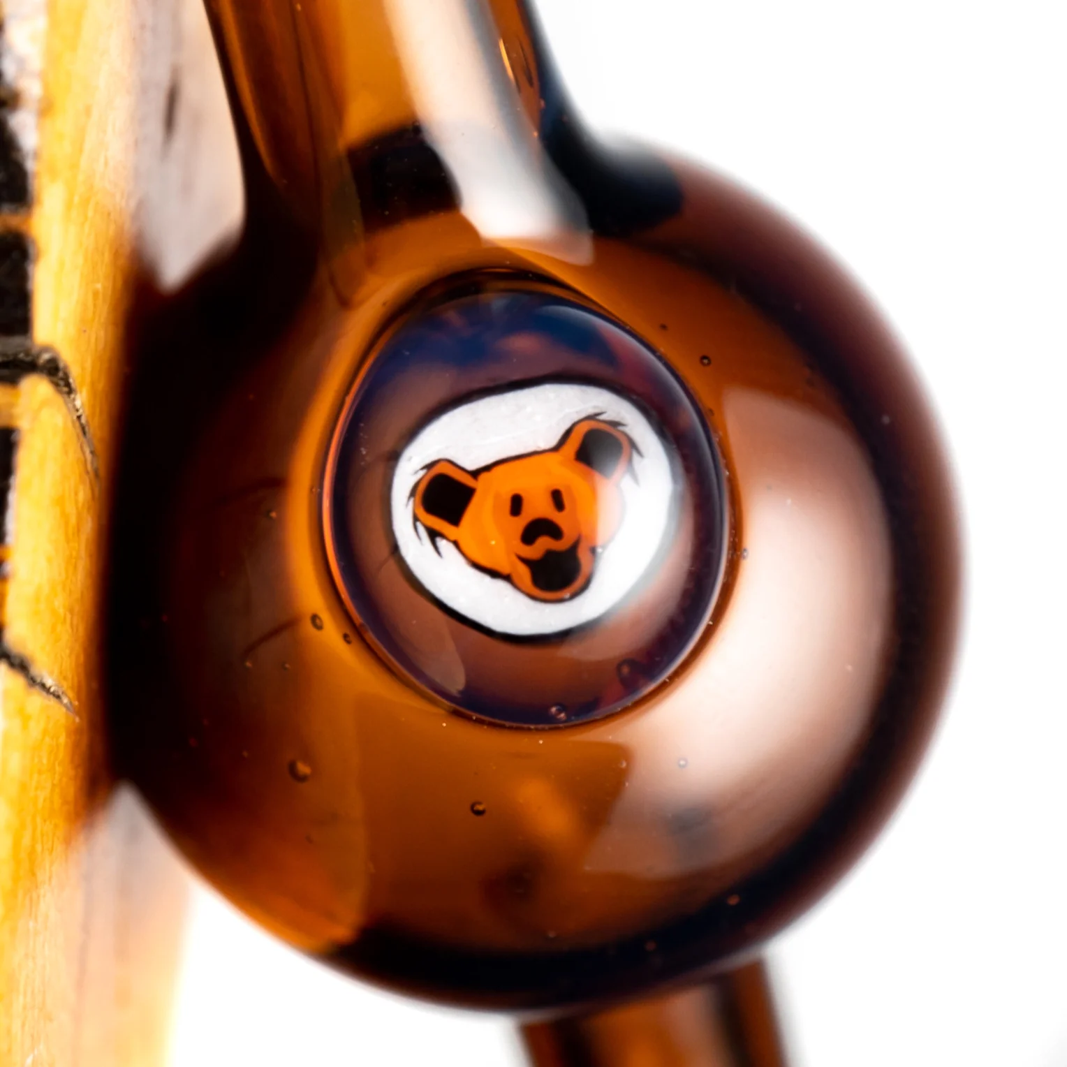 Keys Glass - Bubble Cap - Orange Dancing Bear Head - Sienna Brown - Image 2
