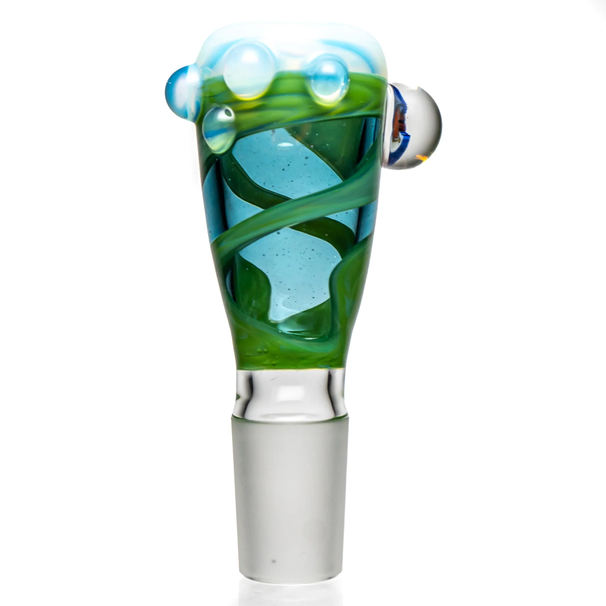 Keys Glass - Push Slide - 18mm - Biggie - Blue Stardust & Green - Image 3