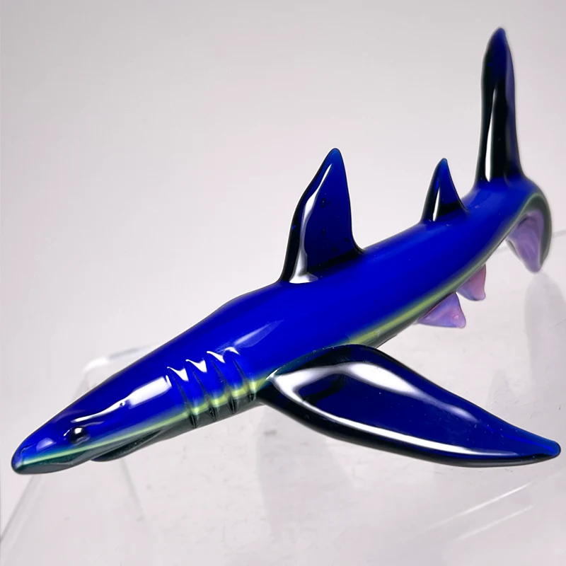 Mako Glass - Shark Dry Pipe - Cobalt w/ Sparkle Green & Pink Slyme