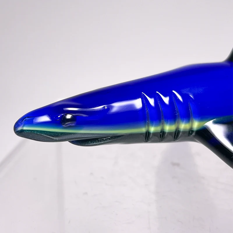 Mako Glass - Shark Dry Pipe - Cobalt w/ Sparkle Green & Pink Slyme - Image 5