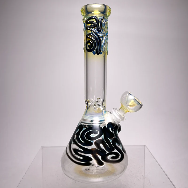 Mary Jane's Glass Studio - 10" Beaker - 32x4 - Fume w/ Black