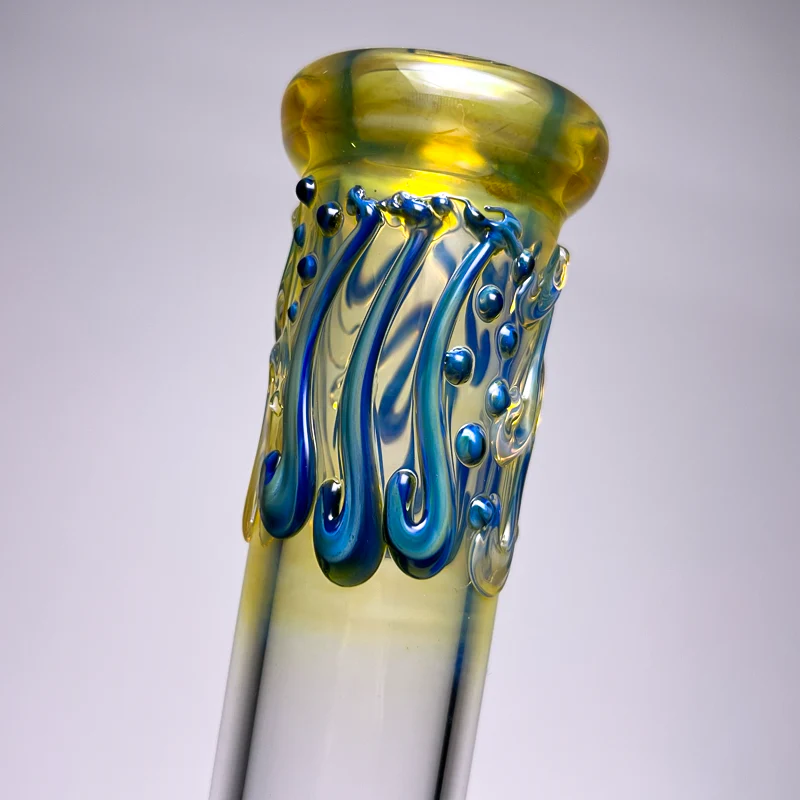 Mary Jane's Glass Studio - 10" Beaker - 32x4 - Fume w/ Blue Green - Image 2
