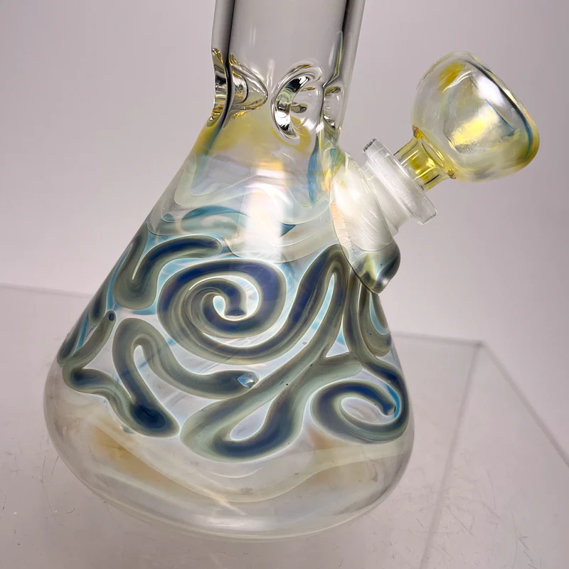 Mary Jane's Glass Studio - 10" Beaker - 32x4 - Fume w/ Blue Green - Image 3