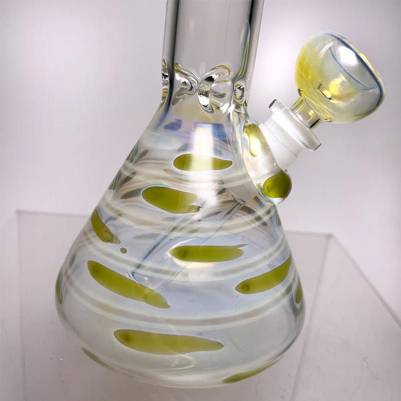 Mary Jane's Glass Studio - 10" Beaker - 32x4 - Fume w/ Olive Green Dot - Image 3
