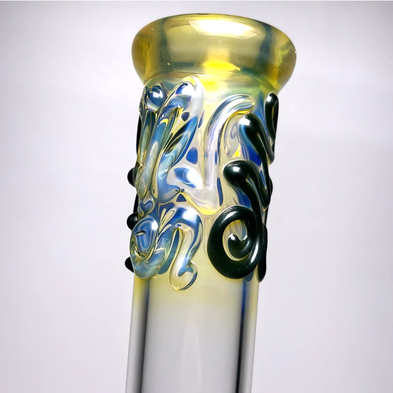 Mary Jane's Glass Studio - 10" Beaker - 32x4 - Fume w/ Sparkle Blue - Image 2