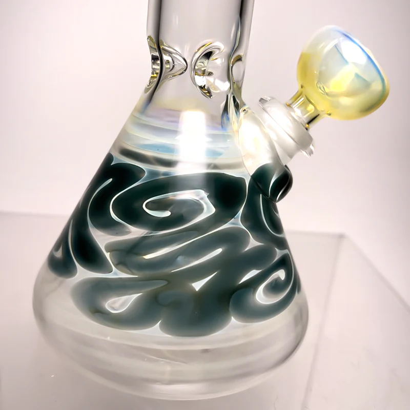 Mary Jane's Glass Studio - 10" Beaker - 32x4 - Fume w/ Sparkle Blue - Image 3