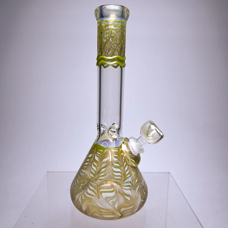 Mary Jane's Glass Studio - 10" Beaker - 32x4 - Fume W&R Olive Green