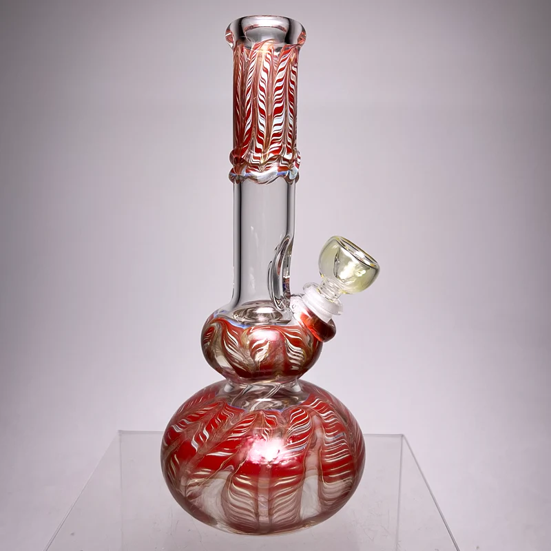 Mary Jane's Glass Studio - 10" Double Bubble - 32x4 - Fume W&R Red