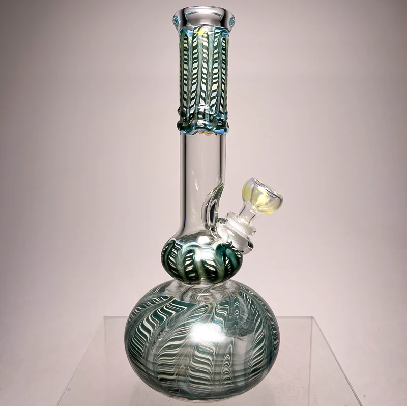 Mary Jane's Glass Studio - 10" Double Bubble - 32x4 - Fume W&R Sparkle Blue