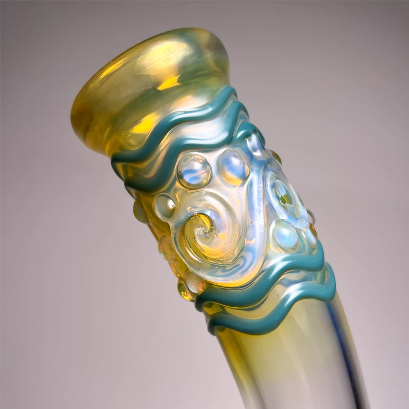 Mary Jane's Glass Studio - 11" Bent Neck Beaker - 38x4 - Fume & Aqua #2 - Image 2