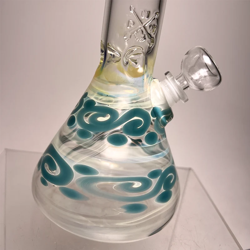 Mary Jane's Glass Studio - 11" Bent Neck Beaker - 38x4 - Fume & Aqua #2 - Image 3