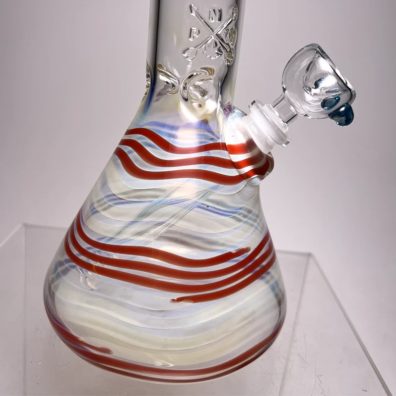 Mary Jane's Glass Studio - 11" Bent Neck Beaker - 38x4 - Fume & Red - Image 3