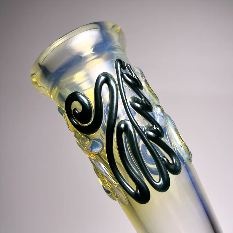 Mary Jane's Glass Studio - 11" Bent Neck Beaker - 38x4 - Fume & Sparkle Blue - Image 2