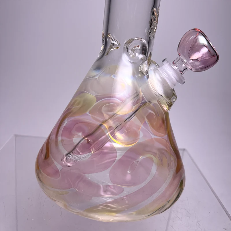 Mary Jane's Glass Studio - 11" Bent Neck Beaker - 38x4 - Gold & Silver Fume - Image 3
