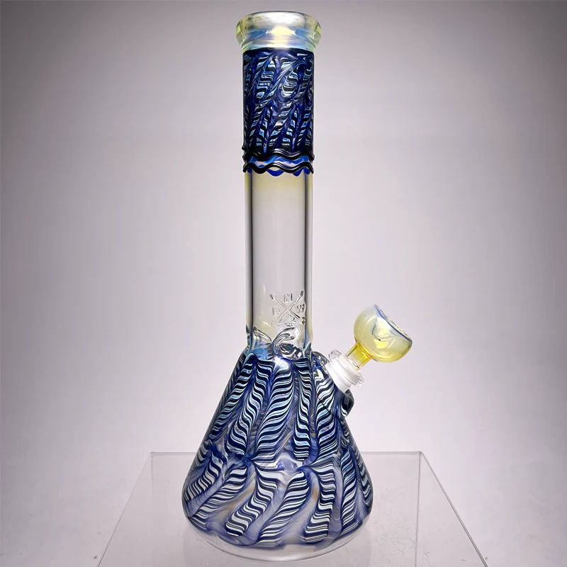 Mary Jane's Glass Studio - 12" Beaker - 38x4 - Fume W&R Dark Blue