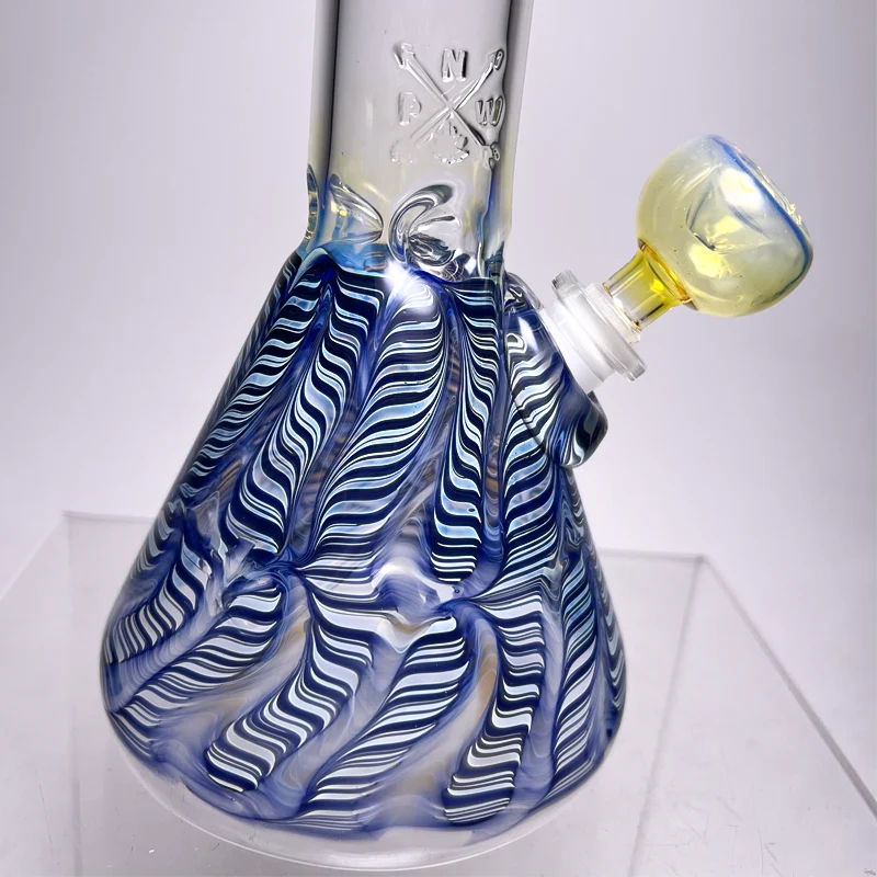 Mary Jane's Glass Studio - 12" Beaker - 38x4 - Fume W&R Dark Blue - Image 3