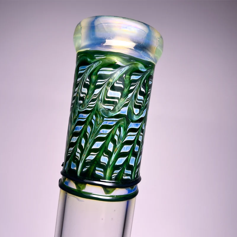Mary Jane's Glass Studio - 12" Beaker - 38x4 -  Fume W&R Dark Green - Image 2