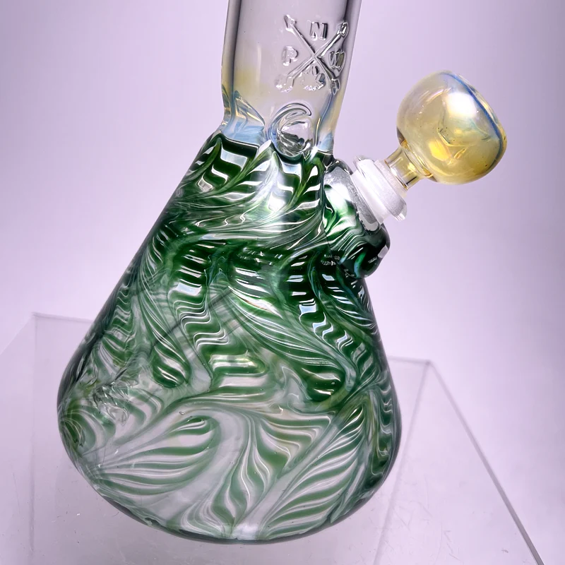 Mary Jane's Glass Studio - 12" Beaker - 38x4 -  Fume W&R Dark Green - Image 3