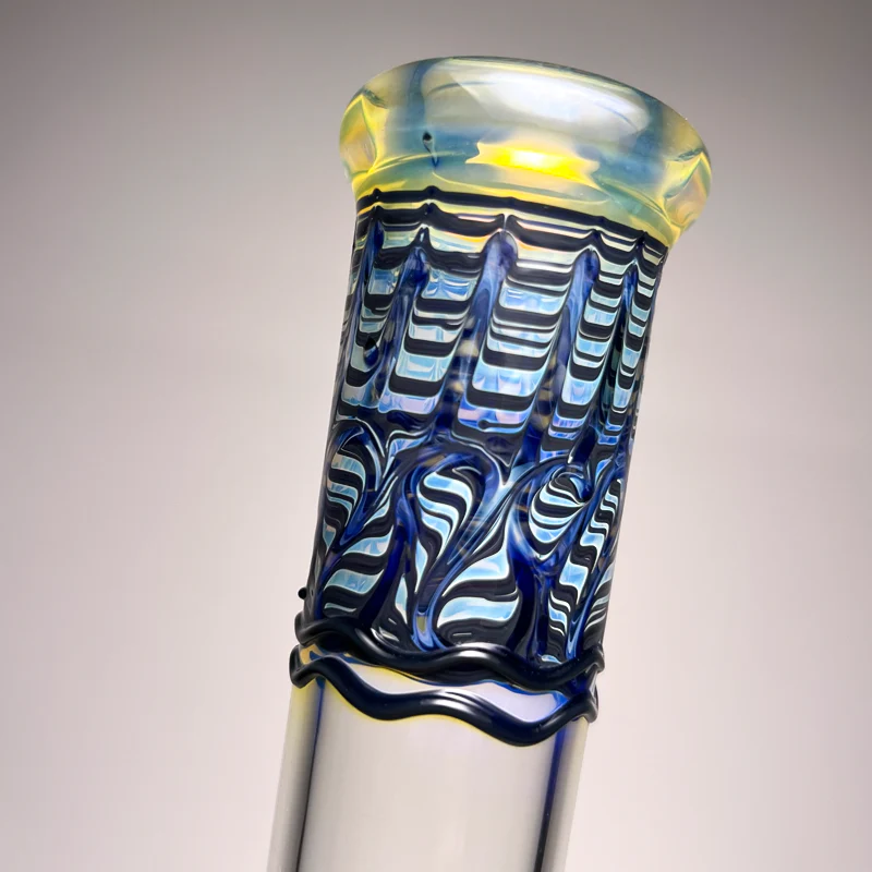 Mary Jane's Glass Studio - 12" Beaker - 38x4 - Fume W&R Dark Green & Blue - Image 2