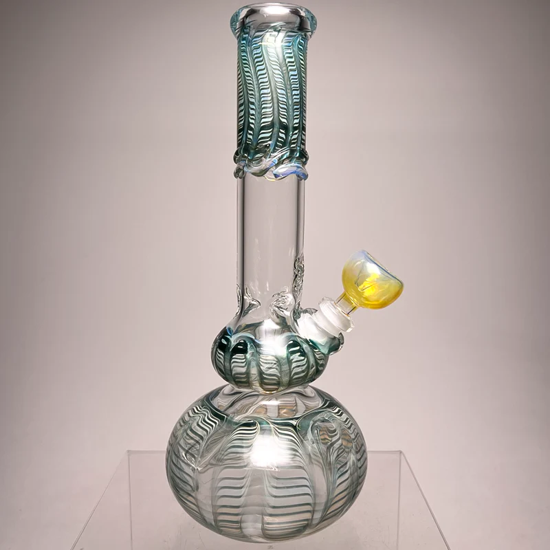 Mary Jane's Glass Studio - 12" Double Bubble - 38x4 - Fume W&R Blue Green