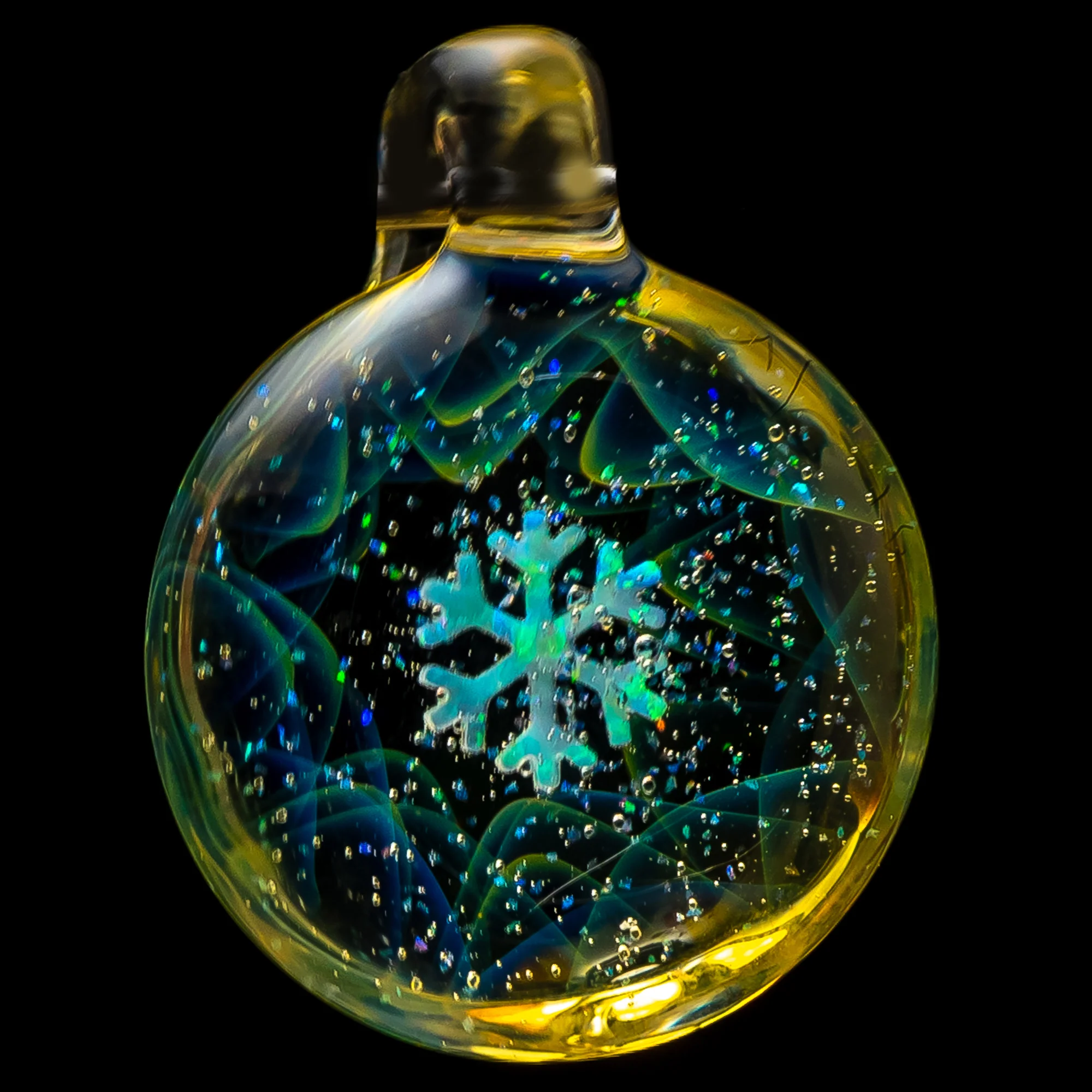Northern Lights - Fume w/ Crushed Opal Pendant - Snow Flake - Image 2