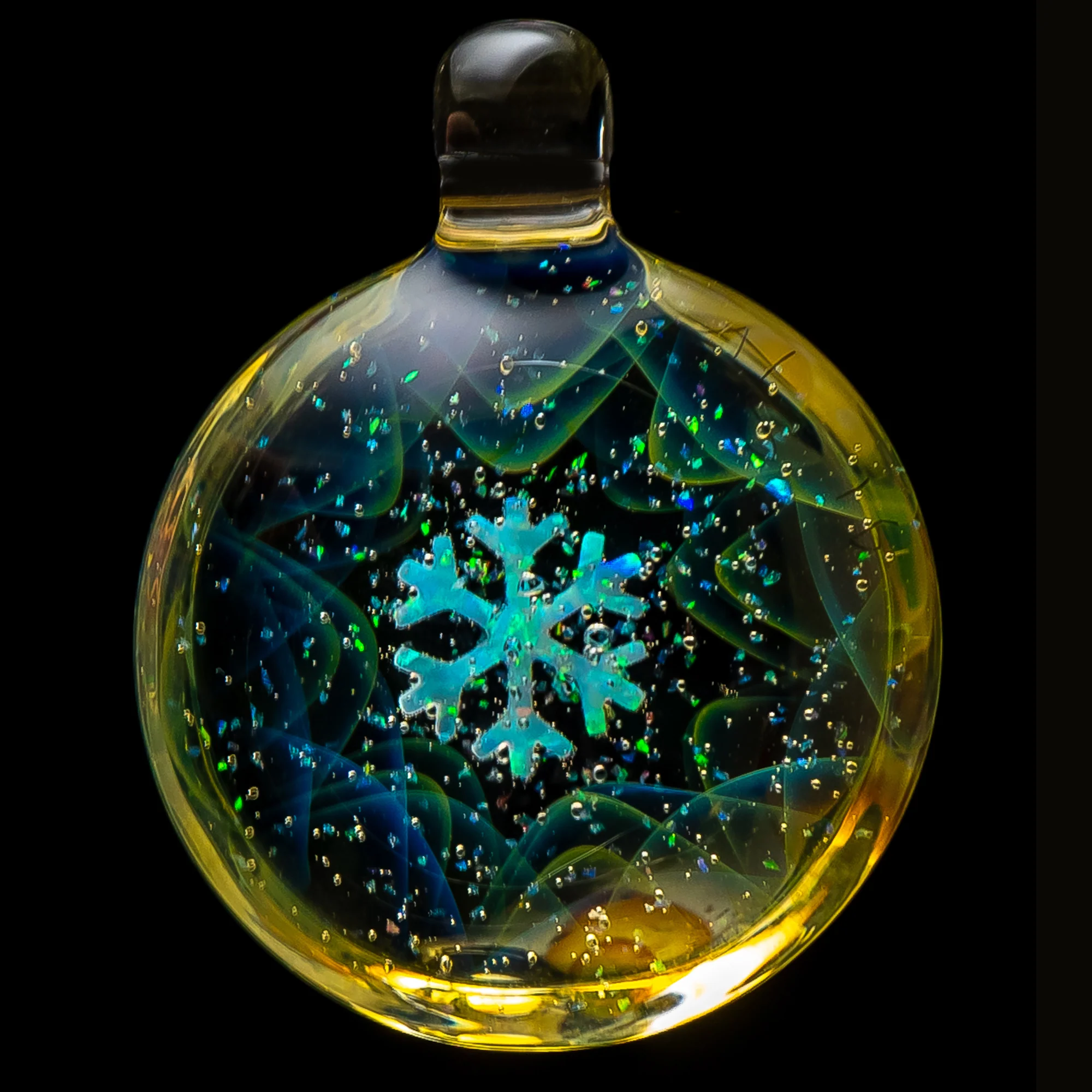 Northern Lights - Fume w/ Crushed Opal Pendant - Snow Flake - Image 3