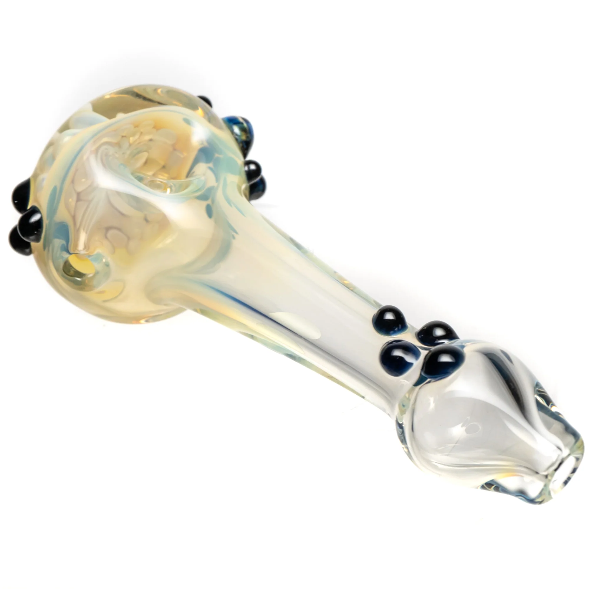 Orian - Honeycomb Spoon Pipe - Silver Fume w/ Blue Accents - Image 2