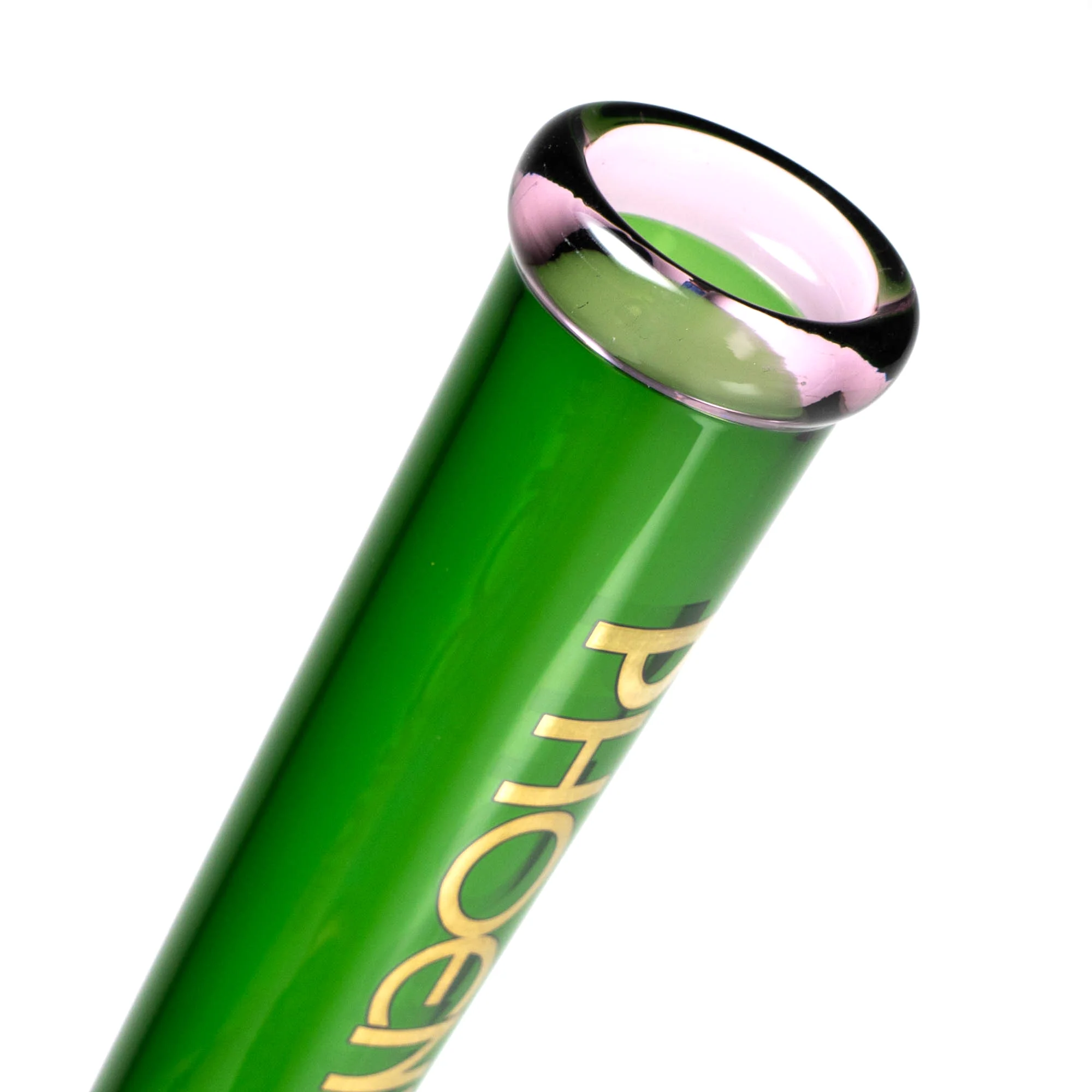 Phoenix Star - 16" Beaker w/ Ice Pinch - 7mm - Green & Pink - Image 4