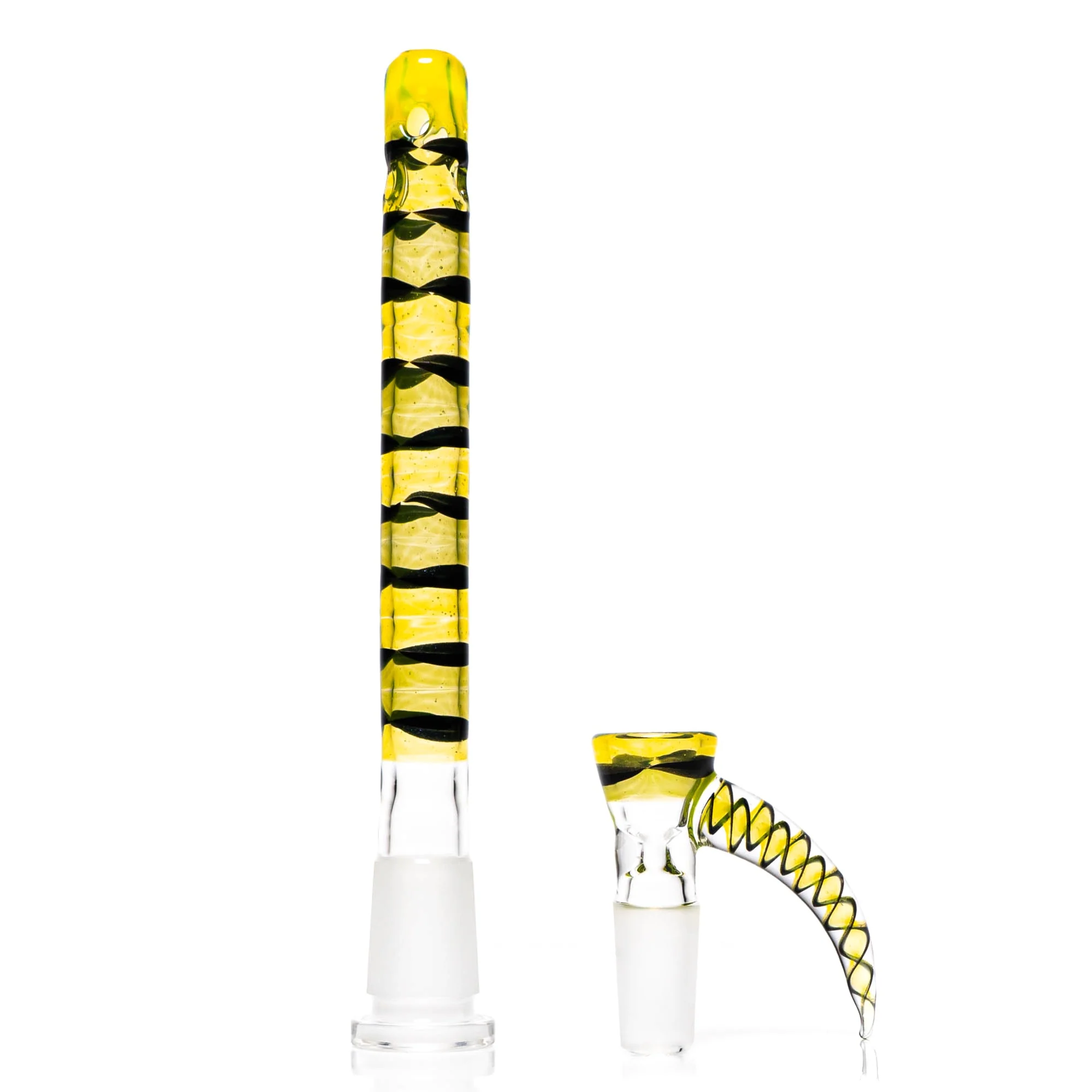 Pho_Sco - 5 Hole Linework Downstem Set - 18/14mm - 6" - Lemon Drop, Steelwool & Black