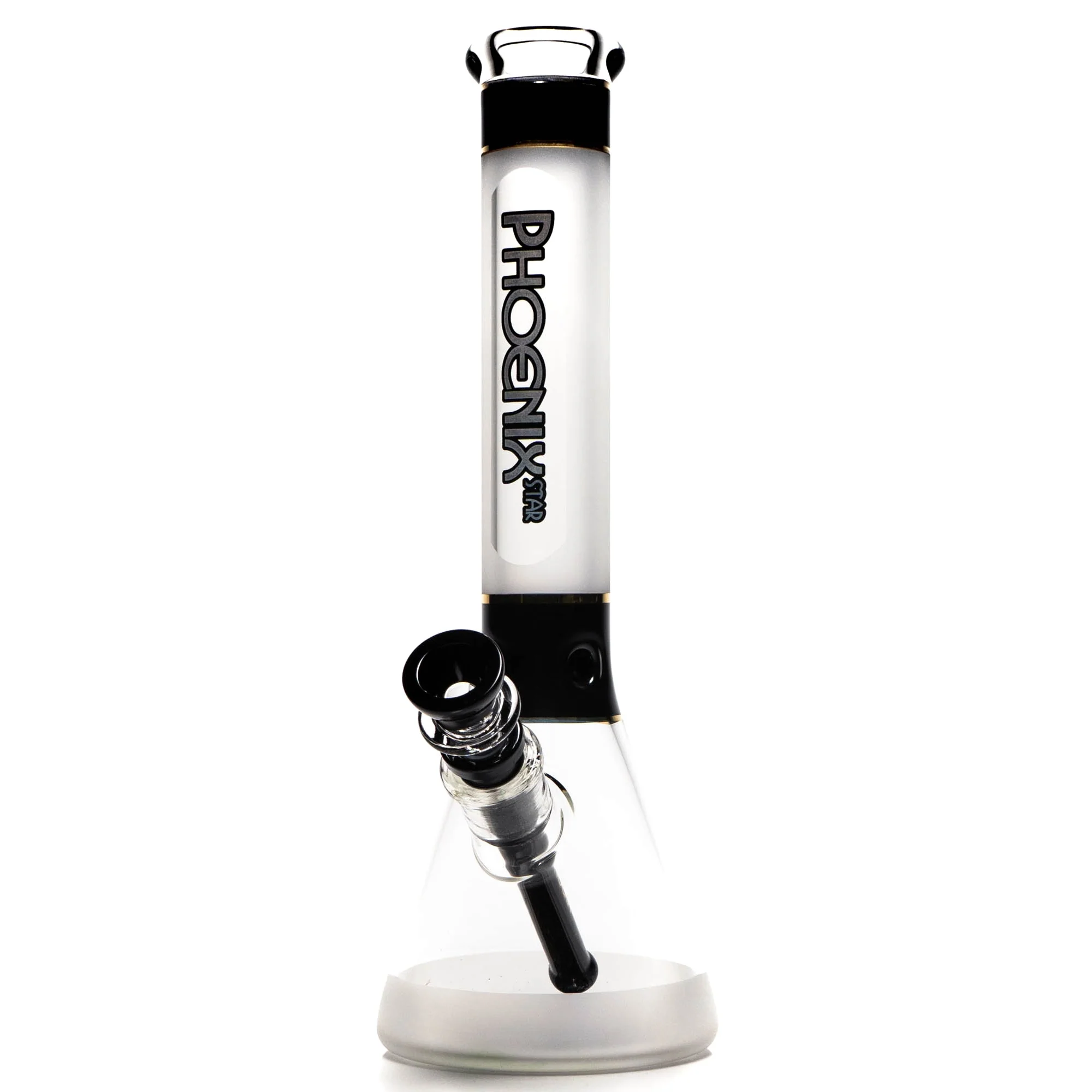 Phoenix Star - 12" Sandblasted Band Beaker - Black & Gold