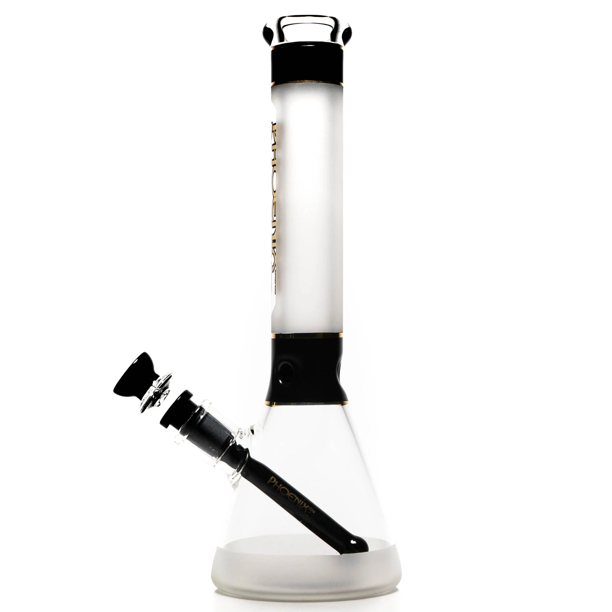 Phoenix Star - 12" Sandblasted Band Beaker - Black & Gold - Image 2