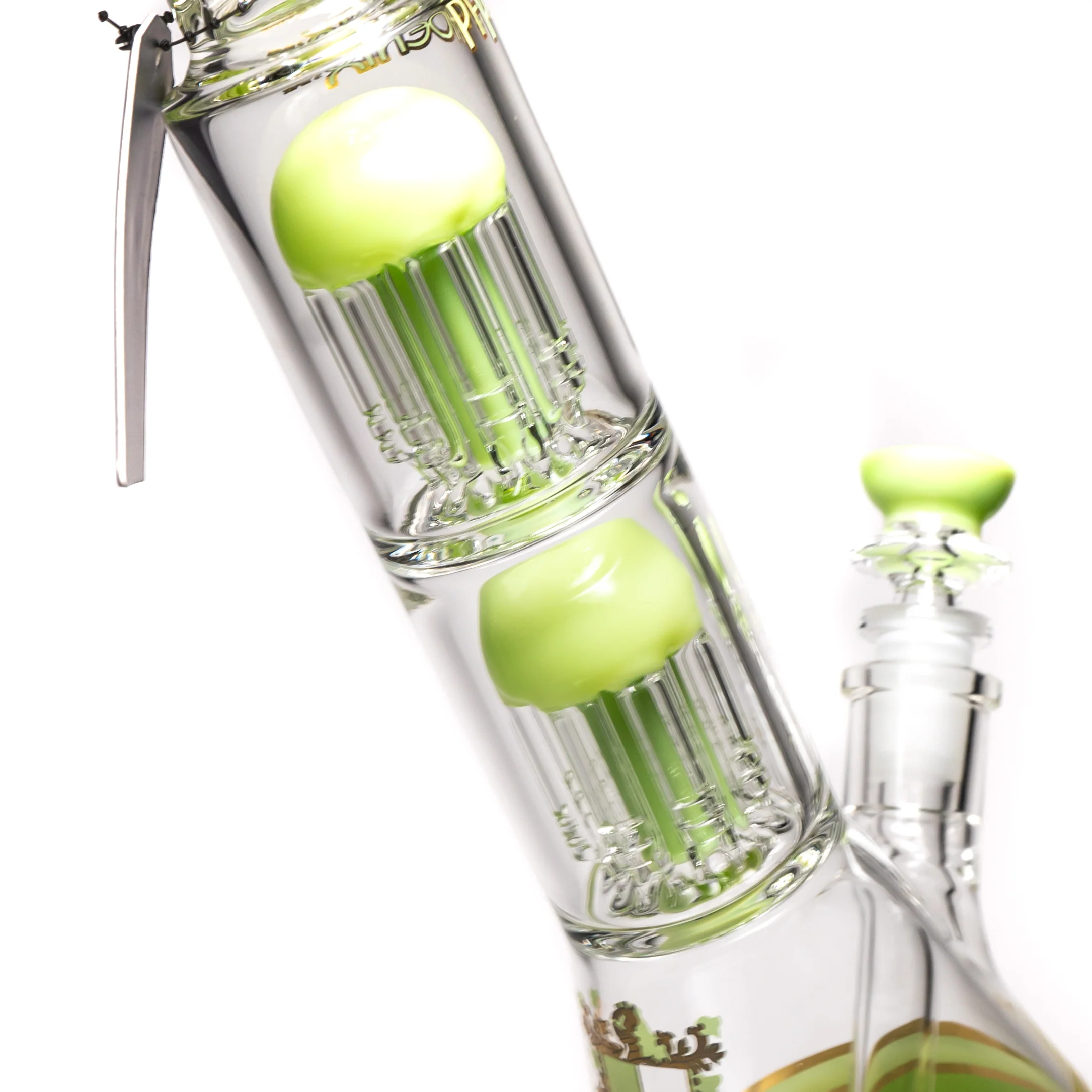 Phoenix Star - 14" Double Tree Beaker - 8 Arm - Milky Green - Image 2