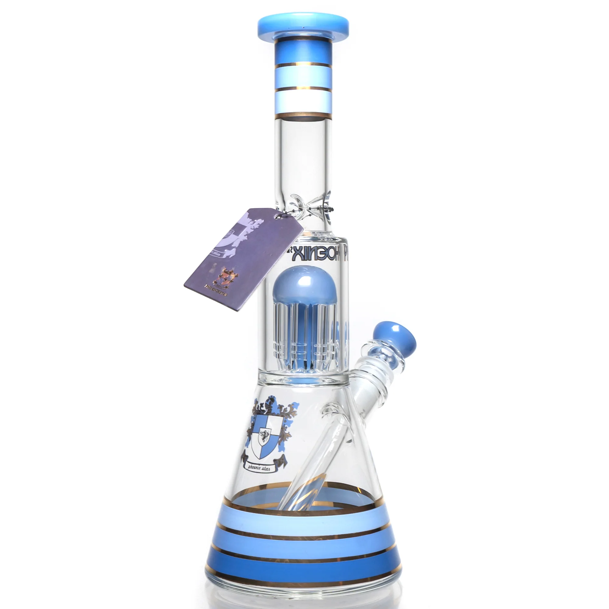Phoenix Star - 14" Tree Perc Beaker - 8 Arm - Milky Blue - Image 2