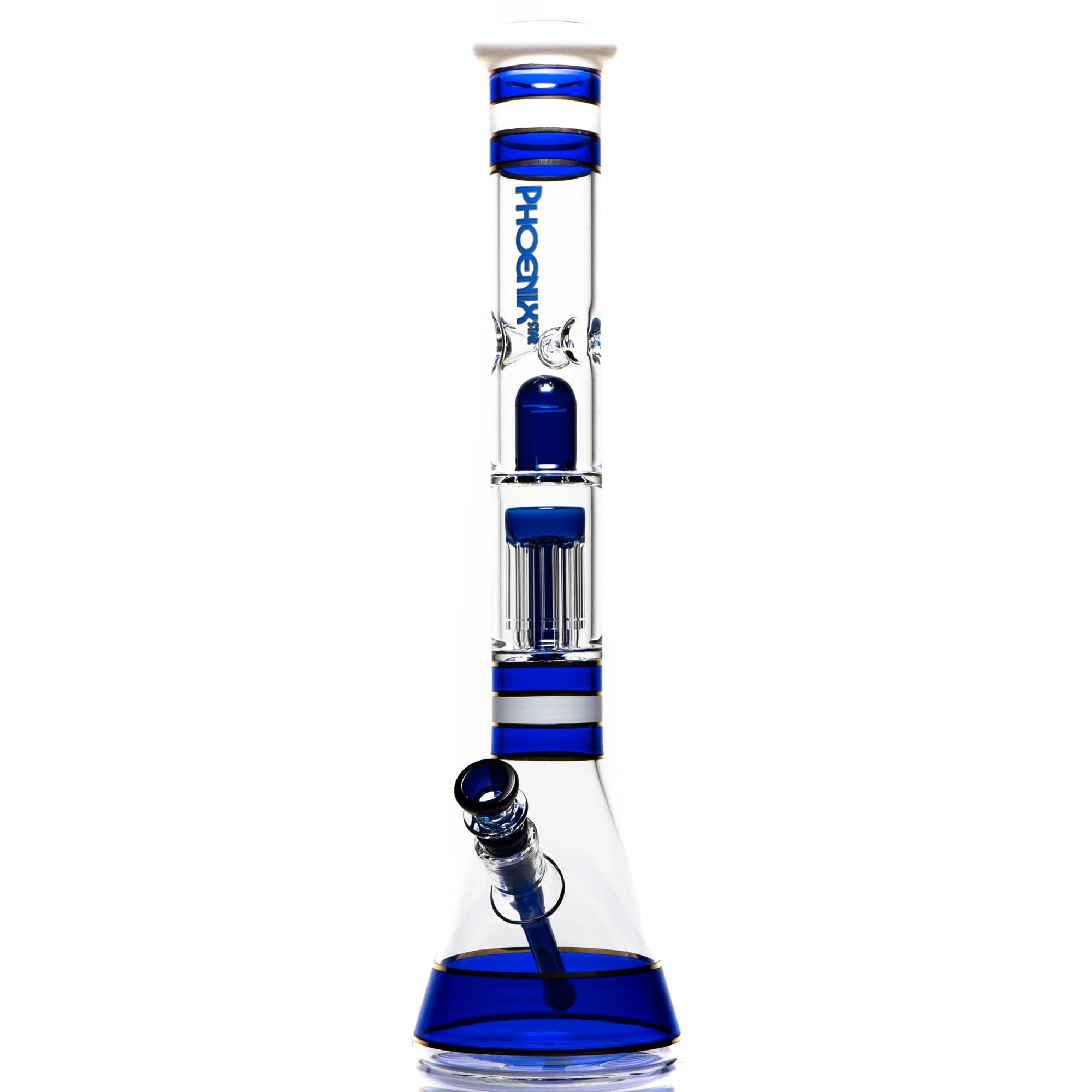 Phoenix Star - 18" Beaker w/ 8 Arm Tree Perc - Blue & White
