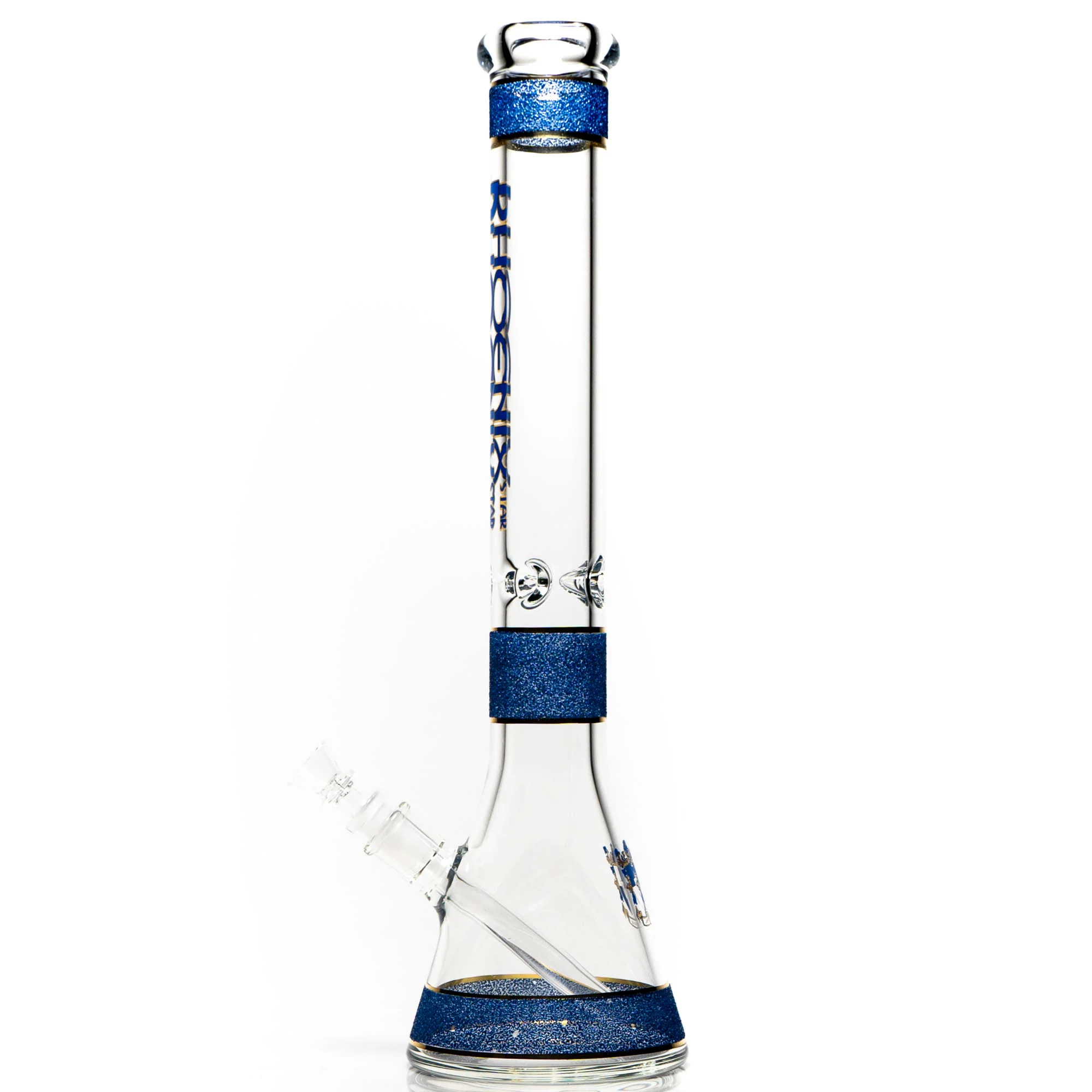 Phoenix Star - 18" Frit Band Beaker - 7mm - Blue & Gold - Image 2