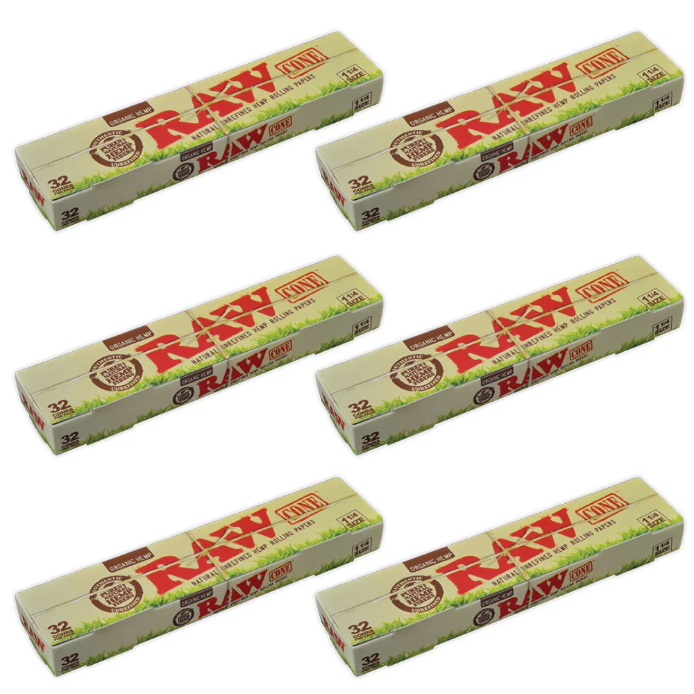 RAW - 1.25 Organic Hemp - 32 Cones - 6 Packs