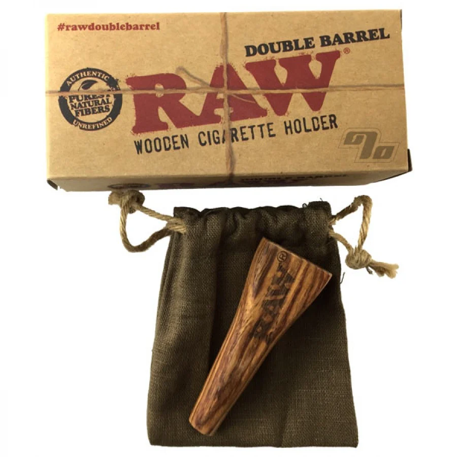 RAW - Double Barrel Wooden Cigarette Holder - 1.25