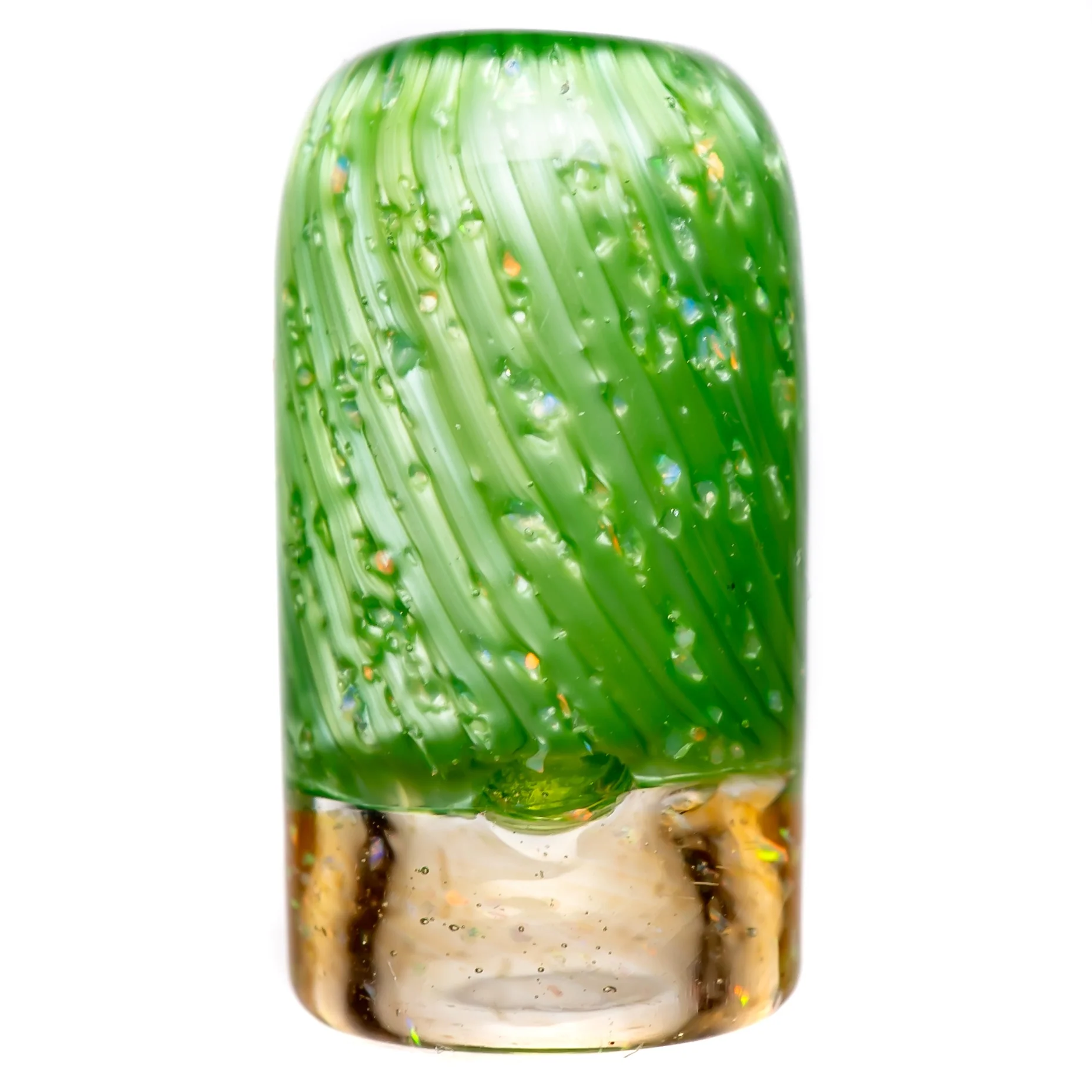 RekTipz - Glass Tip - 13mm - Green Satin & Transparent Orange Cropal
