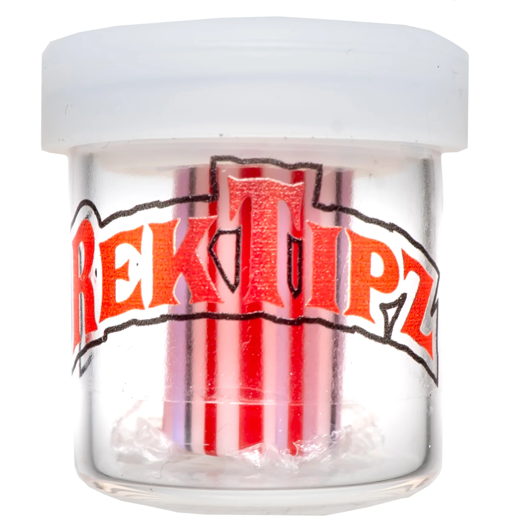 RekTipz - Glass Tip - 6 Shooter - 11mm - Red, White & Pink Stripe - Image 4